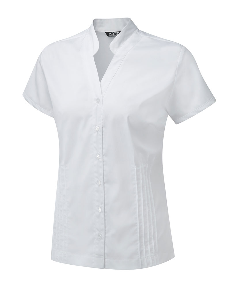Mia Blouse - with stand collar and feature pin tuck